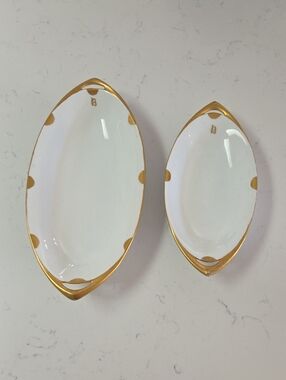 Rosenthal White Porcelain Oval Serving Dishes with Gold Trim - Set of 2